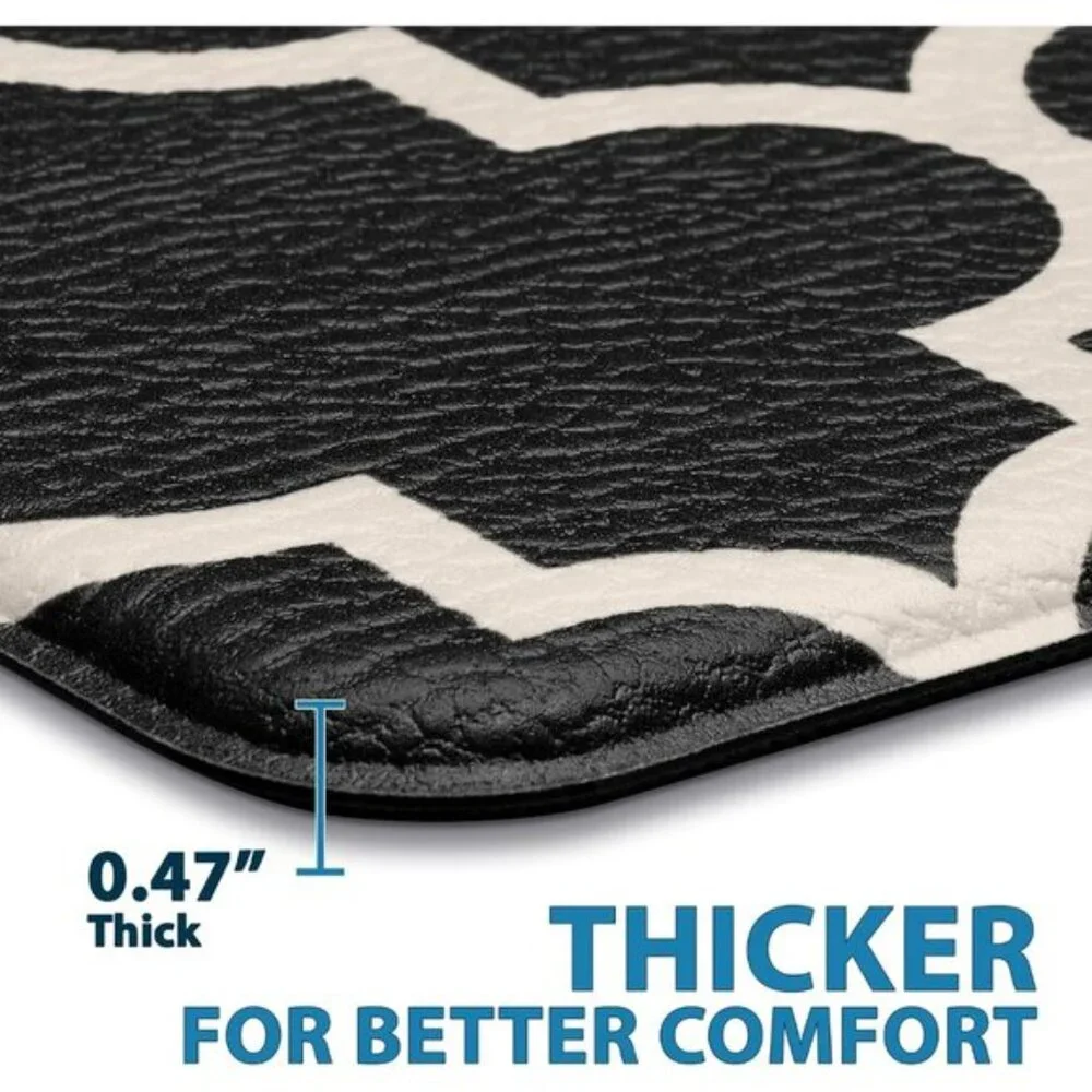 New Black Kitchen Mats, 2Pcs Anti-Fatigue Cushioned Non-Slip Waterproof Rug Set
